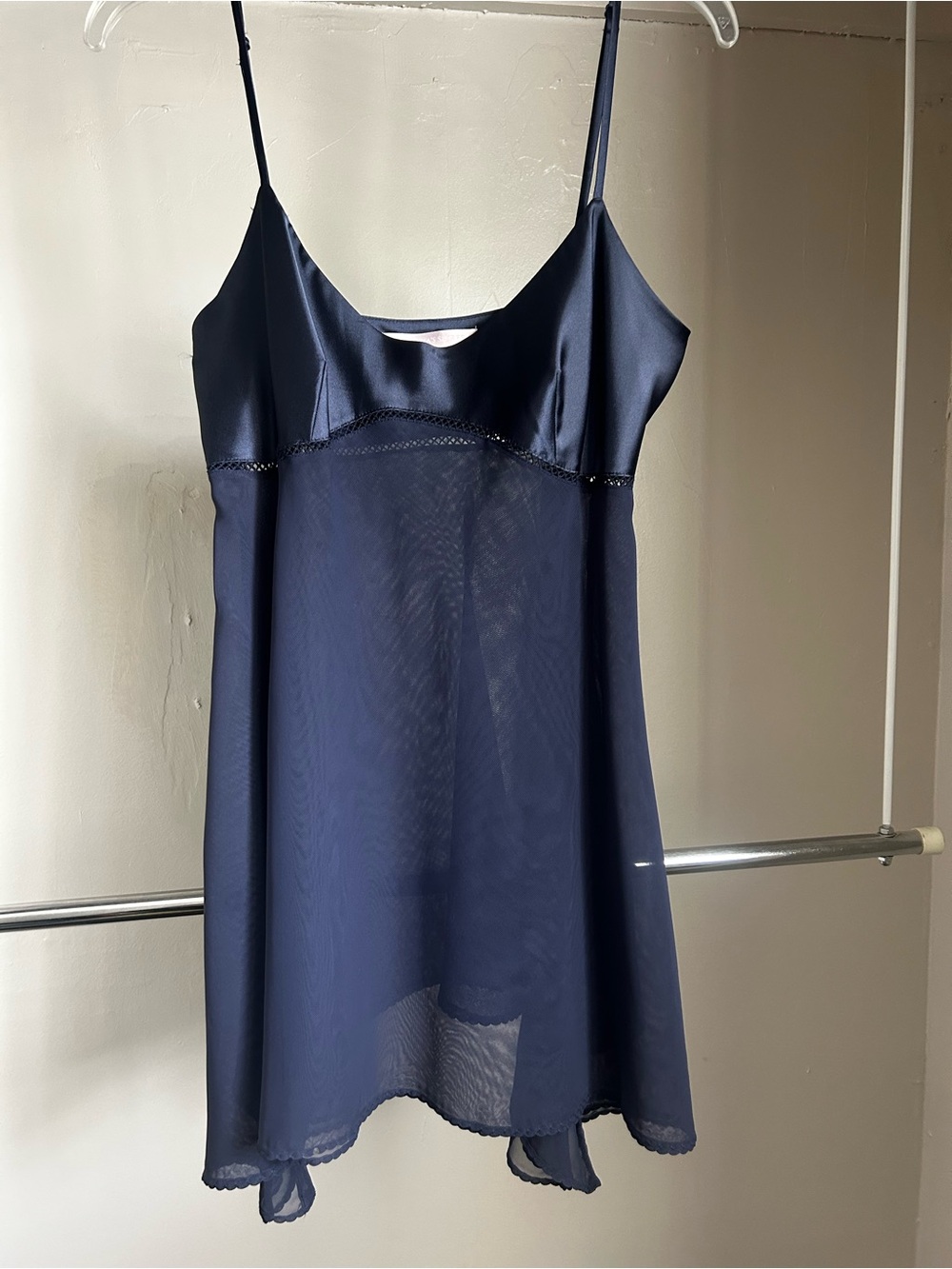 Victoria’s Secret Navy Sheer Babydoll Chemise Slip Nightgown Size M” - Picture 3 of 5